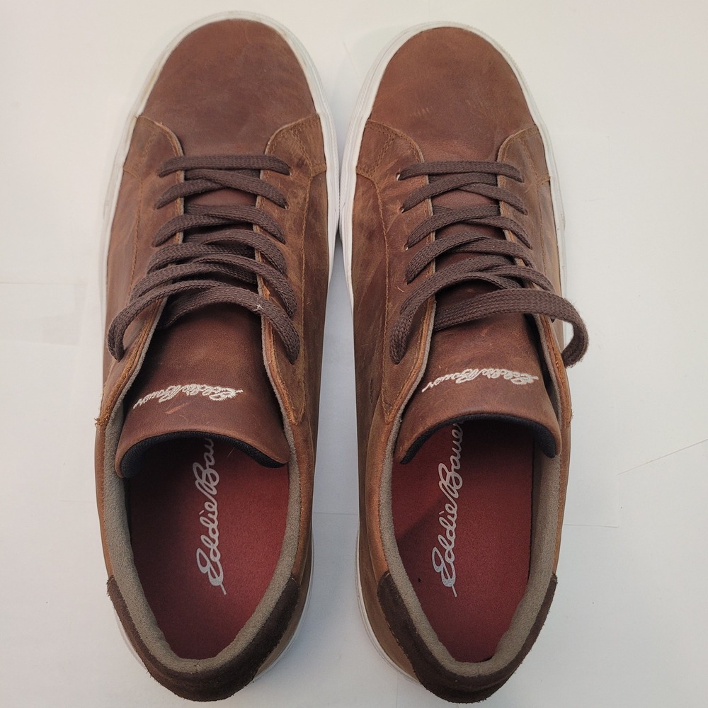 Eddie Bauer Leather Sneakers Mens 13 Brown Excellent Low Top Shoes 0103-966 Fh22 View 2